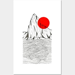 Red sun cliffs Posters and Art